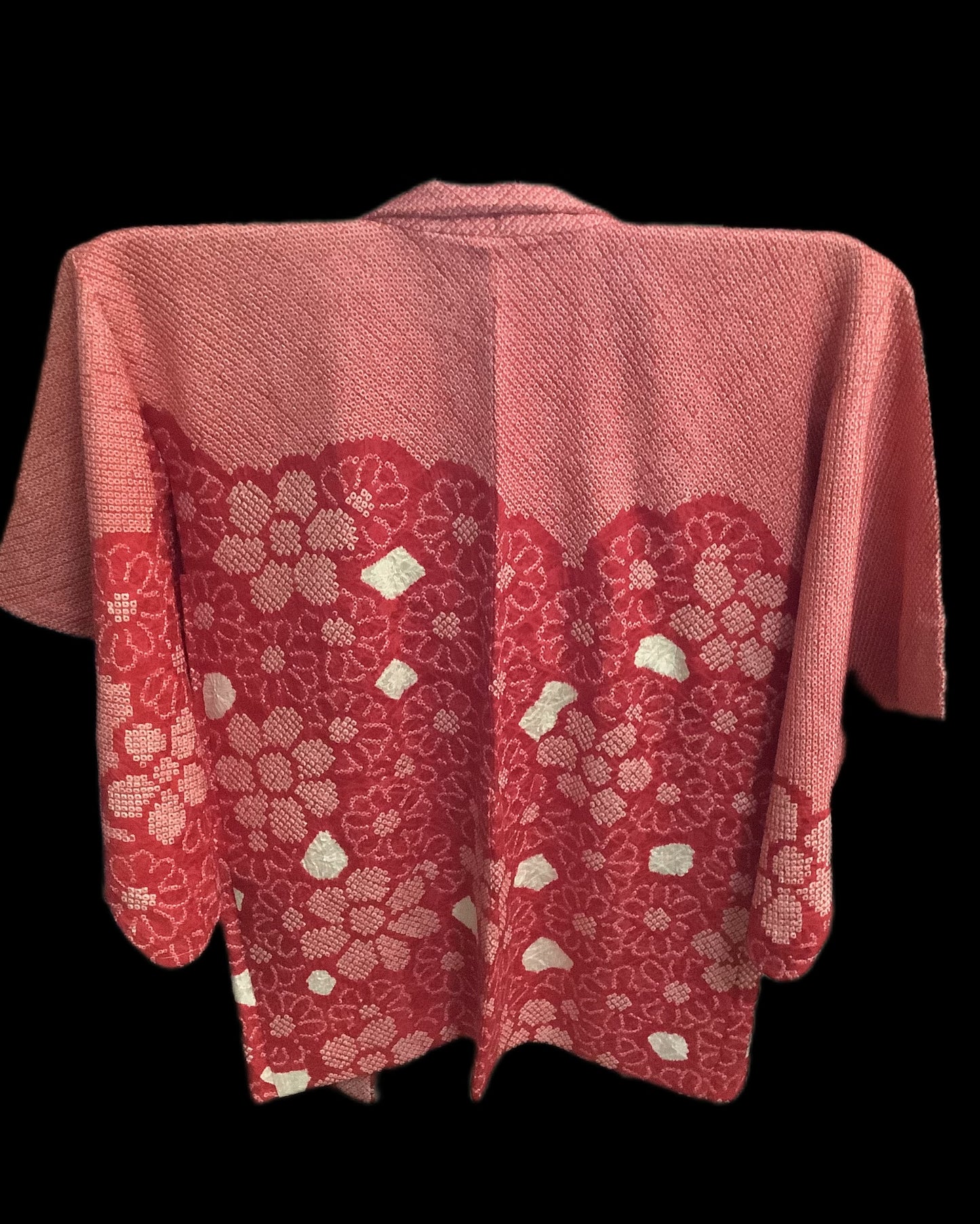 Haori Japanese tie-dye-Red flowers